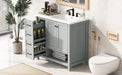 36' Bathroom Vanity with Sink Top, Bathroom Vanity Cabinet with Two Doors and Two Drawers, Solid Wood, Open shelf, MDF Boards, One Package, Grey Default -DTYStore