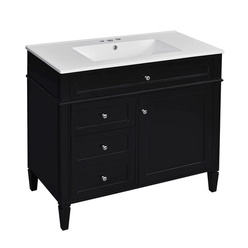36'' Bathroom Vanity with Top Sink, Modern Bathroom Storage Cabinet with 2 Drawers and a Tip-out Drawer, Single Sink Bathroom Vanity Default -DTYStore