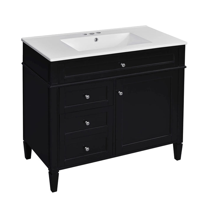 36'' Bathroom Vanity with Top Sink, Modern Bathroom Storage Cabinet with 2 Drawers and a Tip-out Drawer, Single Sink Bathroom Vanity Default -DTYStore