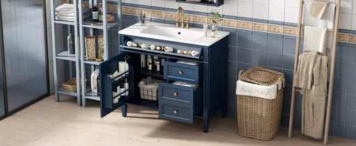 36'' Bathroom Vanity with Top Sink, Modern Bathroom Storage Cabinet with 2 Drawers and a Tip-out Drawer, Single Sink Bathroom Vanity Default -DTYStore