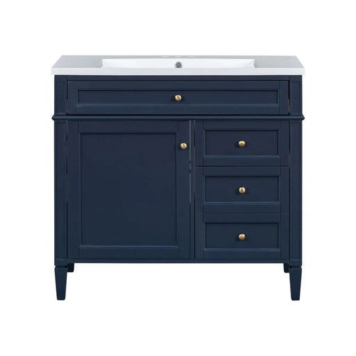 36'' Bathroom Vanity with Top Sink, Modern Bathroom Storage Cabinet with 2 Drawers and a Tip-out Drawer, Single Sink Bathroom Vanity Default -DTYStore