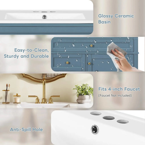 36'' Bathroom Vanity with Top Sink, Modern Bathroom Storage Cabinet with 2 Drawers and a Tip-out Drawer, Single Sink Bathroom Vanity Default -DTYStore