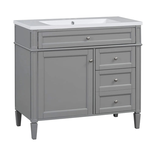 36'' Bathroom Vanity with Top Sink, Modern Bathroom Storage Cabinet with 2 Drawers and a Tip-out Drawer, Single Sink Bathroom Vanity Default -DTYStore