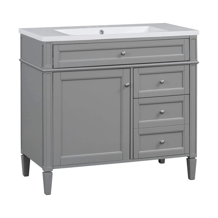 36'' Bathroom Vanity with Top Sink, Modern Bathroom Storage Cabinet with 2 Drawers and a Tip-out Drawer, Single Sink Bathroom Vanity Default -DTYStore