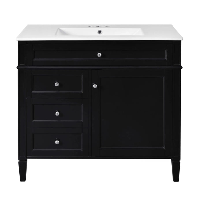 36'' Bathroom Vanity with Top Sink, Modern Bathroom Storage Cabinet with 2 Drawers and a Tip-out Drawer, Single Sink Bathroom Vanity Default -DTYStore