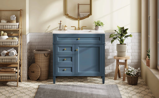 36'' Bathroom Vanity with Top Sink, Modern Bathroom Storage Cabinet with 2 Drawers and a Tip-out Drawer, Single Sink Bathroom Vanity Default -DTYStore