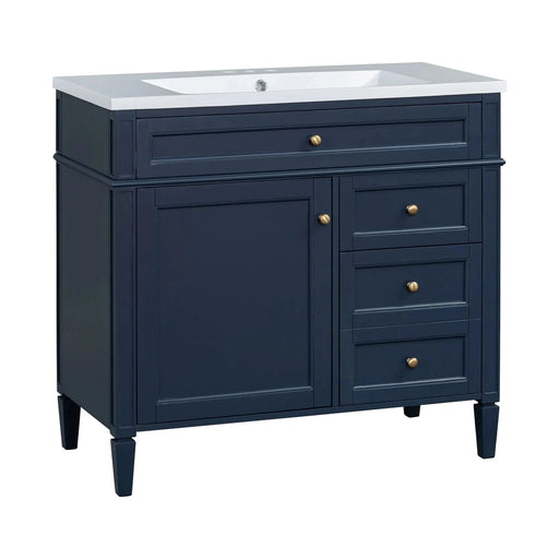 36'' Bathroom Vanity with Top Sink, Modern Bathroom Storage Cabinet with 2 Drawers and a Tip-out Drawer, Single Sink Bathroom Vanity Default -DTYStore