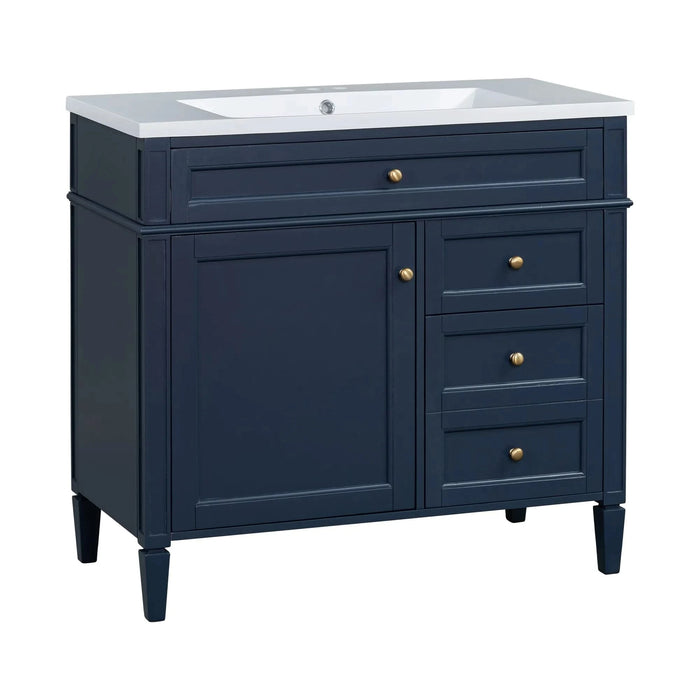 36'' Bathroom Vanity with Top Sink, Modern Bathroom Storage Cabinet with 2 Drawers and a Tip-out Drawer, Single Sink Bathroom Vanity Default -DTYStore