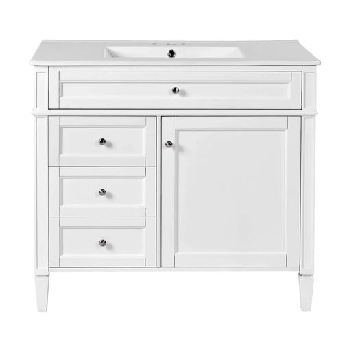 36'' Bathroom Vanity with Top Sink, Modern Bathroom Storage Cabinet with 2 Drawers and a Tip-out Drawer, Single Sink Bathroom Vanity Default -DTYStore