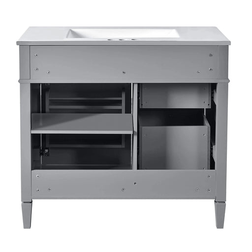 36'' Bathroom Vanity with Top Sink, Modern Bathroom Storage Cabinet with 2 Drawers and a Tip-out Drawer, Single Sink Bathroom Vanity Default -DTYStore