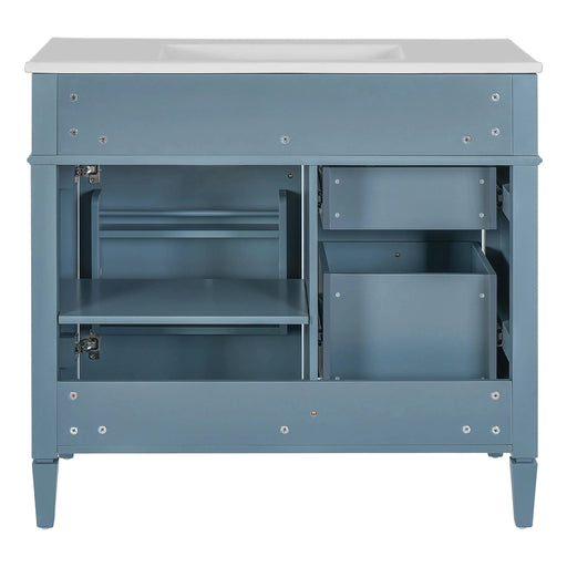 36'' Bathroom Vanity with Top Sink, Modern Bathroom Storage Cabinet with 2 Drawers and a Tip-out Drawer, Single Sink Bathroom Vanity Default -DTYStore