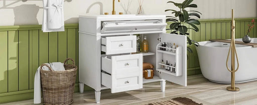 36'' Bathroom Vanity with Top Sink, Modern Bathroom Storage Cabinet with 2 Drawers and a Tip-out Drawer, Single Sink Bathroom Vanity Default -DTYStore