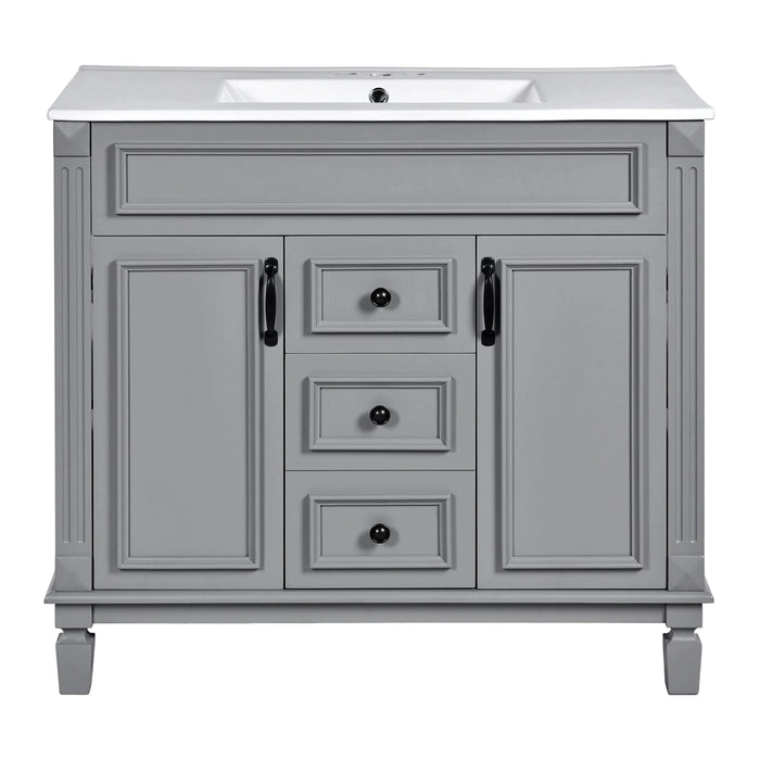 36'' Bathroom Vanity with Top Sink, Modern Bathroom Storage Cabinet with 2 Soft Closing Doors and 2 Drawers, Single Sink Bathroom Vanity Default -DTYStore