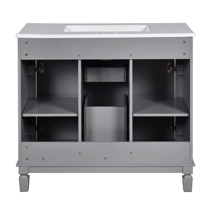 36'' Bathroom Vanity with Top Sink, Modern Bathroom Storage Cabinet with 2 Soft Closing Doors and 2 Drawers, Single Sink Bathroom Vanity Default -DTYStore