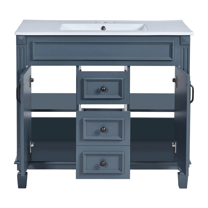 36'' Bathroom Vanity with Top Sink, Modern Bathroom Storage Cabinet with 2 Soft Closing Doors and 2 Drawers, Single Sink Bathroom Vanity Default -DTYStore