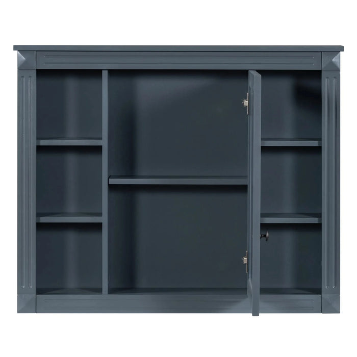 36'' Bathroom Vanity with Top Sink, Royal Blue Mirror Cabinet, Modern Bathroom Storage Cabinet with 2 Soft Closing Doors and 2 Drawers, Single Sink Bathroom Vanity Default -DTYStore