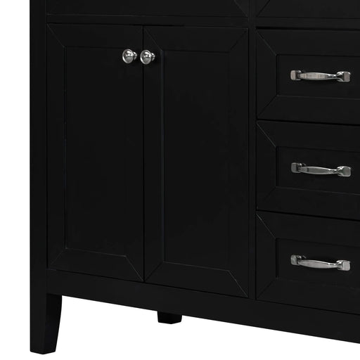 36' Bathroom Vanity without Sink, Cabinet Base Only, Bathroom Cabinet with Drawers, Solid Frame and MDF Board, Black Default -DTYStore