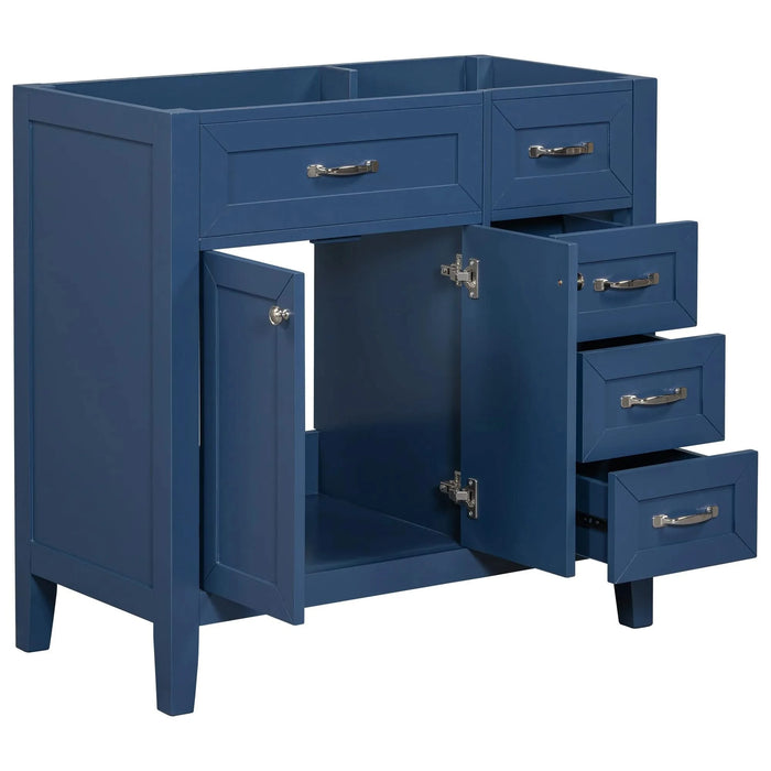 36' Bathroom Vanity without Sink, Cabinet Base Only, Bathroom Cabinet with Drawers, Solid Frame and MDF Board, Blue Default -DTYStore