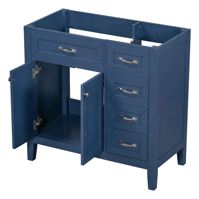 36' Bathroom Vanity without Sink, Cabinet Base Only, Bathroom Cabinet with Drawers, Solid Frame and MDF Board, Blue Default -DTYStore