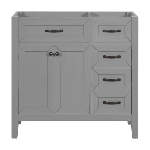 36' Bathroom Vanity without Sink, Cabinet Base Only, Bathroom Cabinet with Drawers, Solid Frame and MDF Board, Grey Default -DTYStore