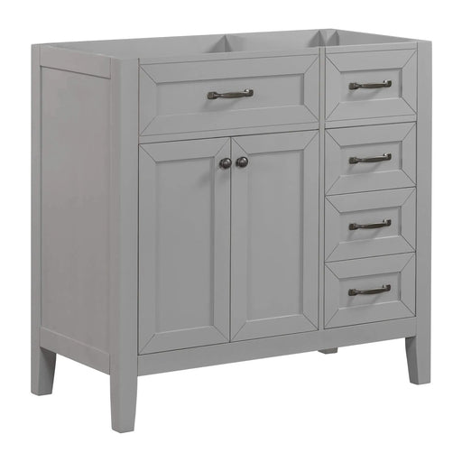 36' Bathroom Vanity without Sink, Cabinet Base Only, Bathroom Cabinet with Drawers, Solid Frame and MDF Board, Grey Default -DTYStore