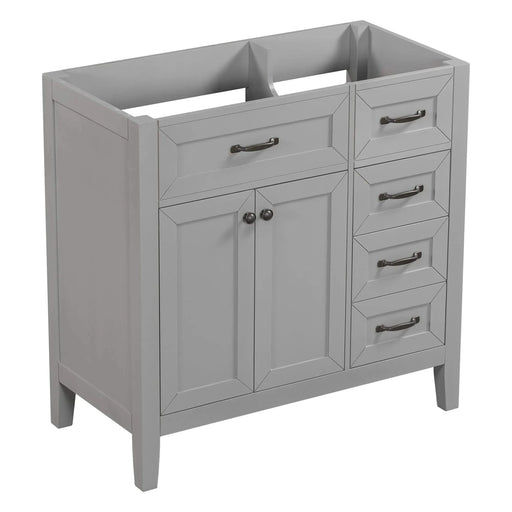 36' Bathroom Vanity without Sink, Cabinet Base Only, Bathroom Cabinet with Drawers, Solid Frame and MDF Board, Grey Default -DTYStore