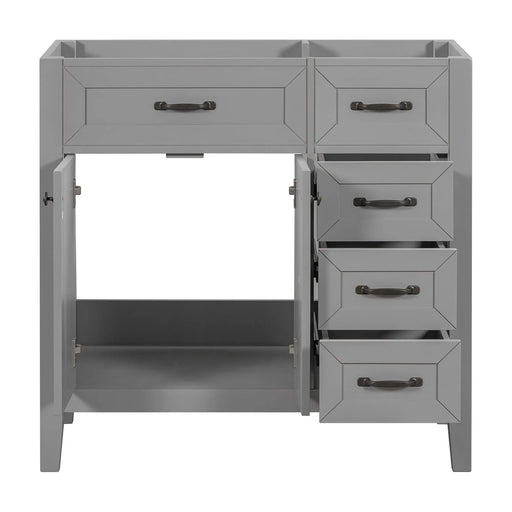 36' Bathroom Vanity without Sink, Cabinet Base Only, Bathroom Cabinet with Drawers, Solid Frame and MDF Board, Grey Default -DTYStore