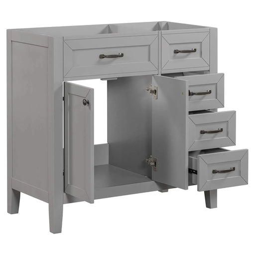 36' Bathroom Vanity without Sink, Cabinet Base Only, Bathroom Cabinet with Drawers, Solid Frame and MDF Board, Grey Default -DTYStore
