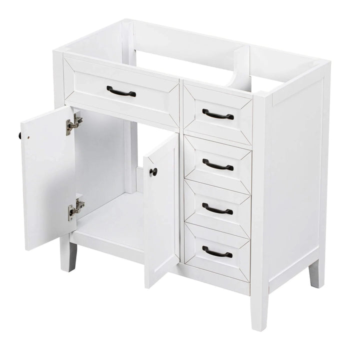 36' Bathroom Vanity without Sink, Cabinet Base Only, Bathroom Cabinet with Drawers, Solid Frame and MDF Board, White Default -DTYStore