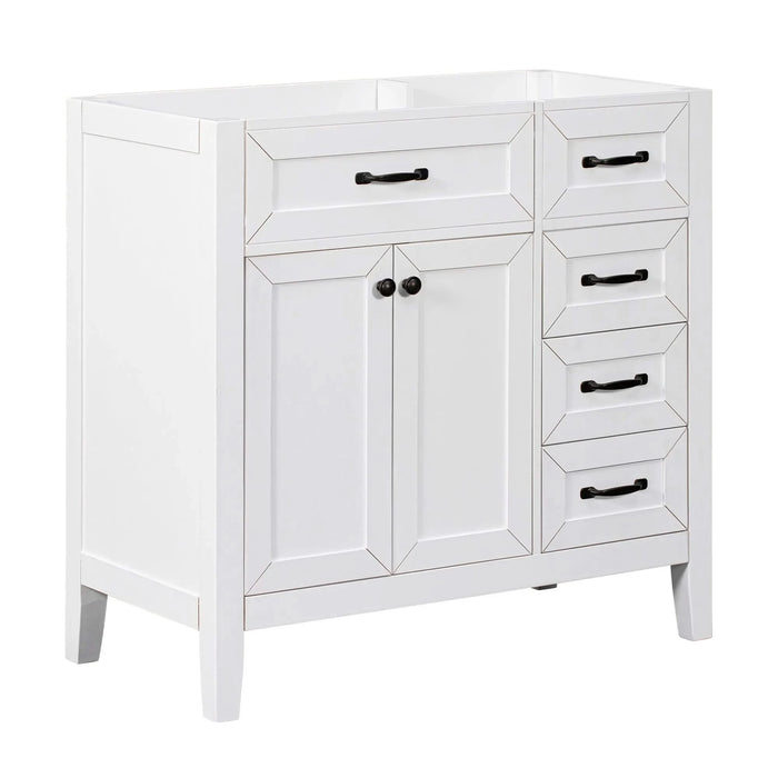36' Bathroom Vanity without Sink, Cabinet Base Only, Bathroom Cabinet with Drawers, Solid Frame and MDF Board, White Default -DTYStore