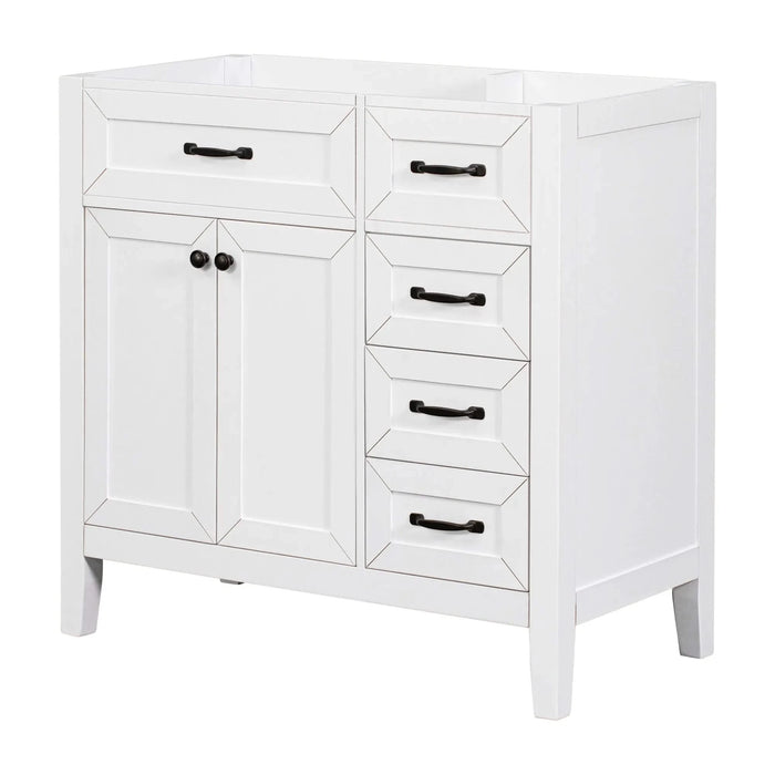 36' Bathroom Vanity without Sink, Cabinet Base Only, Bathroom Cabinet with Drawers, Solid Frame and MDF Board, White Default -DTYStore