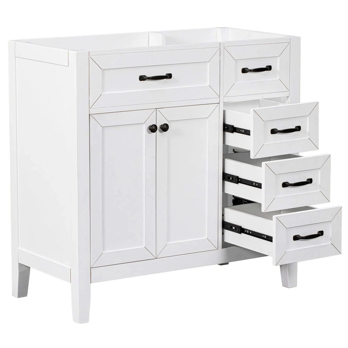 36' Bathroom Vanity without Sink, Cabinet Base Only, Bathroom Cabinet with Drawers, Solid Frame and MDF Board, White Default -DTYStore