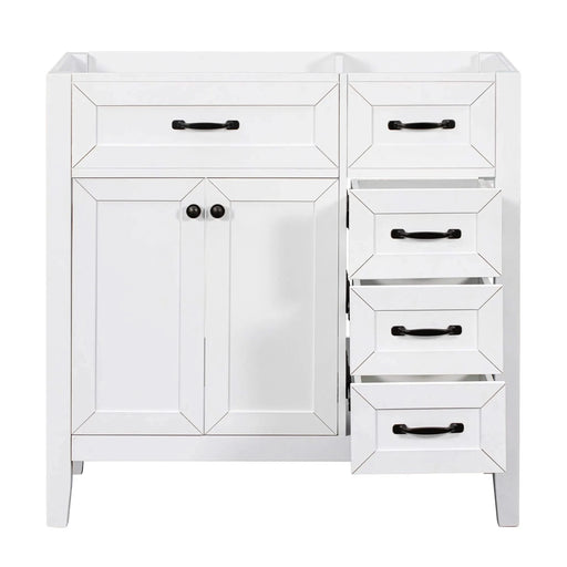 36' Bathroom Vanity without Sink, Cabinet Base Only, Bathroom Cabinet with Drawers, Solid Frame and MDF Board, White Default -DTYStore