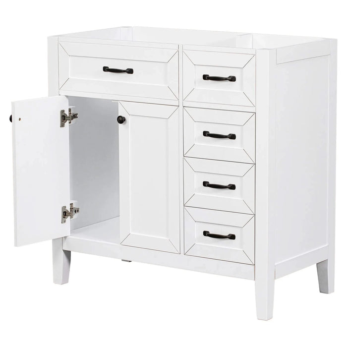 36' Bathroom Vanity without Sink, Cabinet Base Only, Bathroom Cabinet with Drawers, Solid Frame and MDF Board, White Default -DTYStore