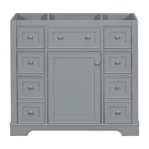 36' Bathroom Vanity without Sink, Cabinet Base Only, One Cabinet and Six Drawers, Grey Default -DTYStore