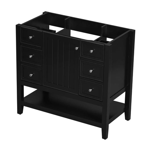 36' Bathroom Vanity without Sink, Cabinet Base Only, One Cabinet and three Drawers, Black Default -DTYStore