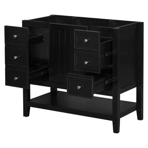 36' Bathroom Vanity without Sink, Cabinet Base Only, One Cabinet and three Drawers, Black Default -DTYStore