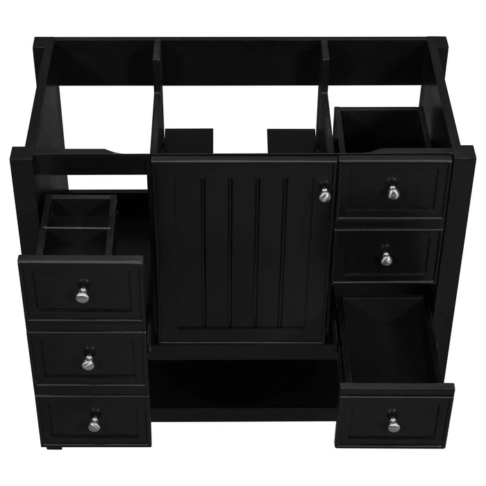 36' Bathroom Vanity without Sink, Cabinet Base Only, One Cabinet and three Drawers, Black Default -DTYStore