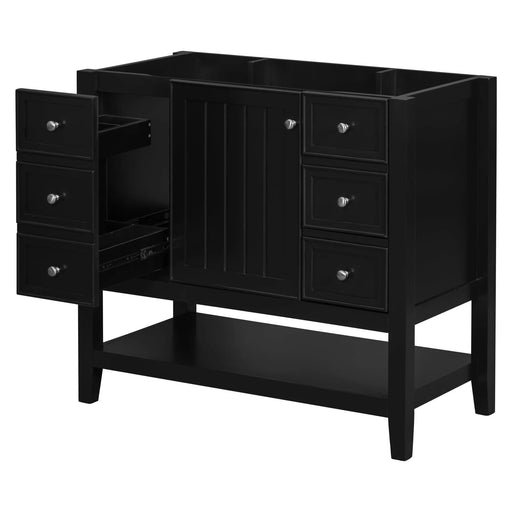 36' Bathroom Vanity without Sink, Cabinet Base Only, One Cabinet and three Drawers, Black Default -DTYStore
