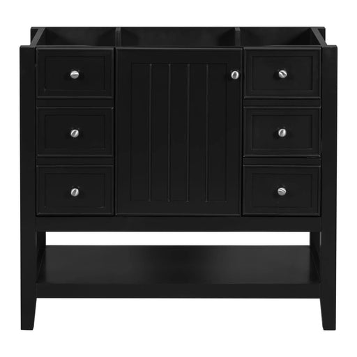 36' Bathroom Vanity without Sink, Cabinet Base Only, One Cabinet and three Drawers, Black Default -DTYStore
