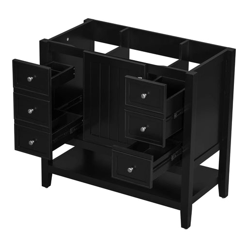 36' Bathroom Vanity without Sink, Cabinet Base Only, One Cabinet and three Drawers, Black Default -DTYStore