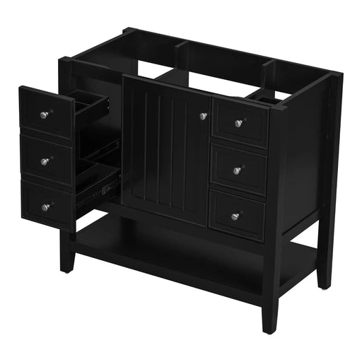 36' Bathroom Vanity without Sink, Cabinet Base Only, One Cabinet and three Drawers, Black Default -DTYStore