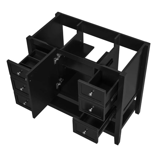 36' Bathroom Vanity without Sink, Cabinet Base Only, One Cabinet and three Drawers, Black Default -DTYStore