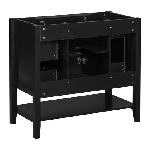 36' Bathroom Vanity without Sink, Cabinet Base Only, One Cabinet and three Drawers, Black Default -DTYStore