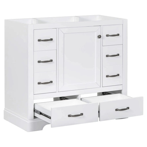 36' Bathroom Vanity without Sink, Cabinet Base Only, Six Drawers, Multi-Functional Drawer Divider, Adjustable Shelf, White Default -DTYStore