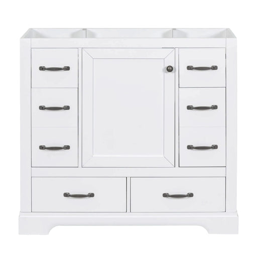 36' Bathroom Vanity without Sink, Cabinet Base Only, Six Drawers, Multi-Functional Drawer Divider, Adjustable Shelf, White Default -DTYStore