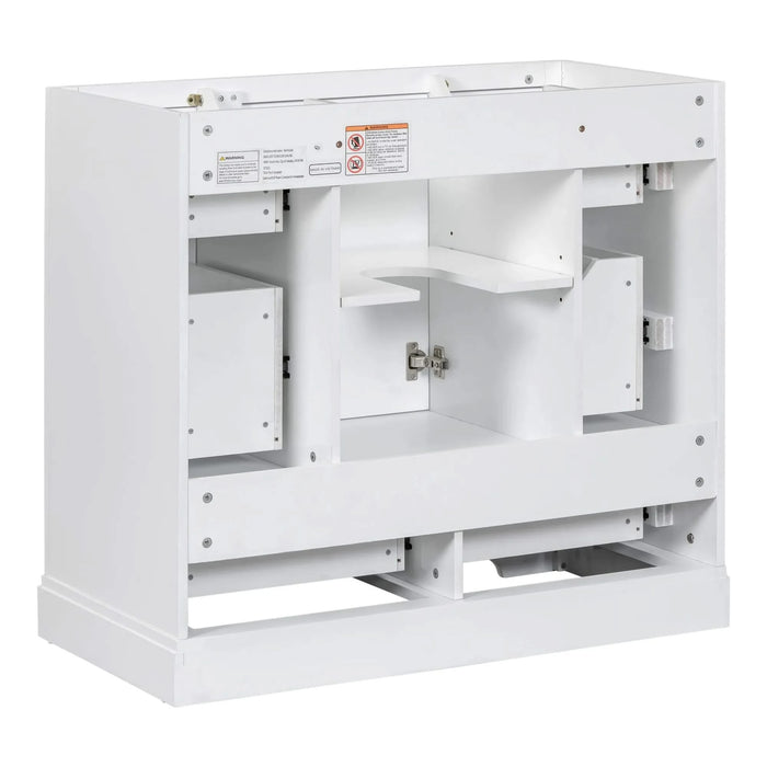 36' Bathroom Vanity without Sink, Cabinet Base Only, Six Drawers, Multi-Functional Drawer Divider, Adjustable Shelf, White Default -DTYStore