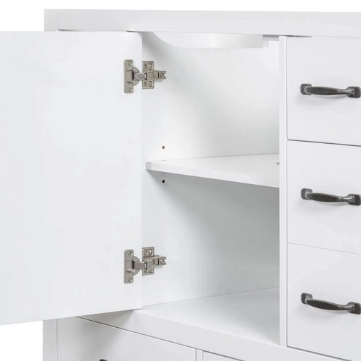 36' Bathroom Vanity without Sink, Cabinet Base Only, Six Drawers, Multi-Functional Drawer Divider, Adjustable Shelf, White Default -DTYStore