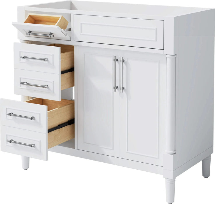 36'' Bathroom Vanity without Sink, Freestanding Bathroom Storage Cabinet with 2 Drawers and a Tip-out Drawer, Solid Wood Frame Vanity Only, Height Adjustable Shelf ( NOT INCLUDE SINK) Default -DTYStore