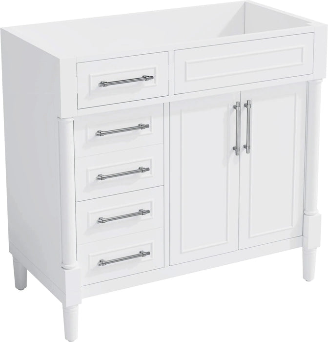 36'' Bathroom Vanity without Sink, Freestanding Bathroom Storage Cabinet with 2 Drawers and a Tip-out Drawer, Solid Wood Frame Vanity Only, Height Adjustable Shelf ( NOT INCLUDE SINK) Default -DTYStore